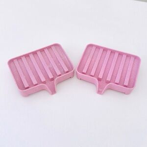 2pc Pink Soap Holder with Drip Tray